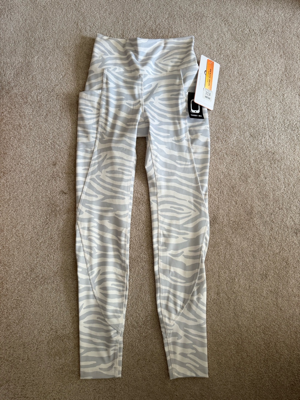 Gottex Women’s Grey Zebra Print Leggings with Pockets